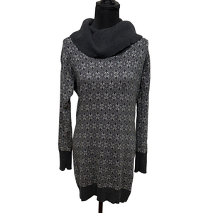If It Were Me Gray Cowl Neck Sweater Dress Long Sleeve Knit Cozy L